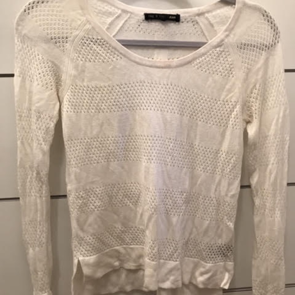 Rag & Bone white mesh striped raglan long sleeve